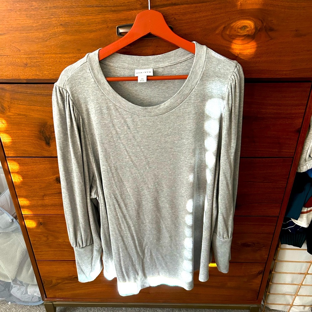 2x Ava & Vic plus beige blouse with puff sleeves